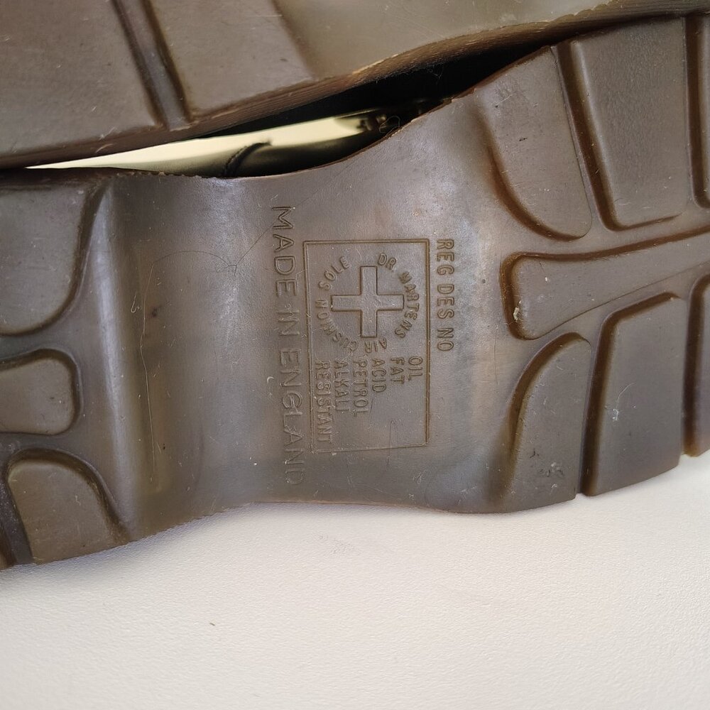 Vintage Black & Brown Leather Made in England DR. MARTENS Chunky Mary Jane Shoes - Picture 9 of 11